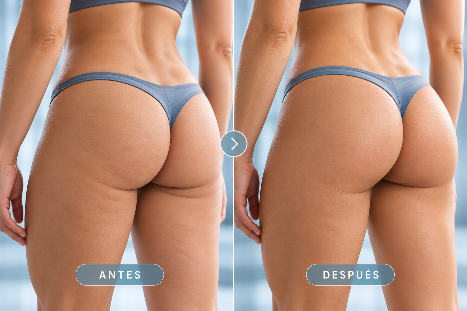 Comparación ilustrativa de tonificación y firmeza de glúteos